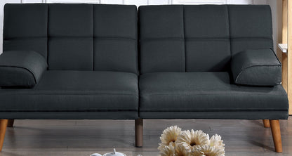 Jovan 2pc Sectional Sofa Set  Solid wood Legs Tufted Couch - Black