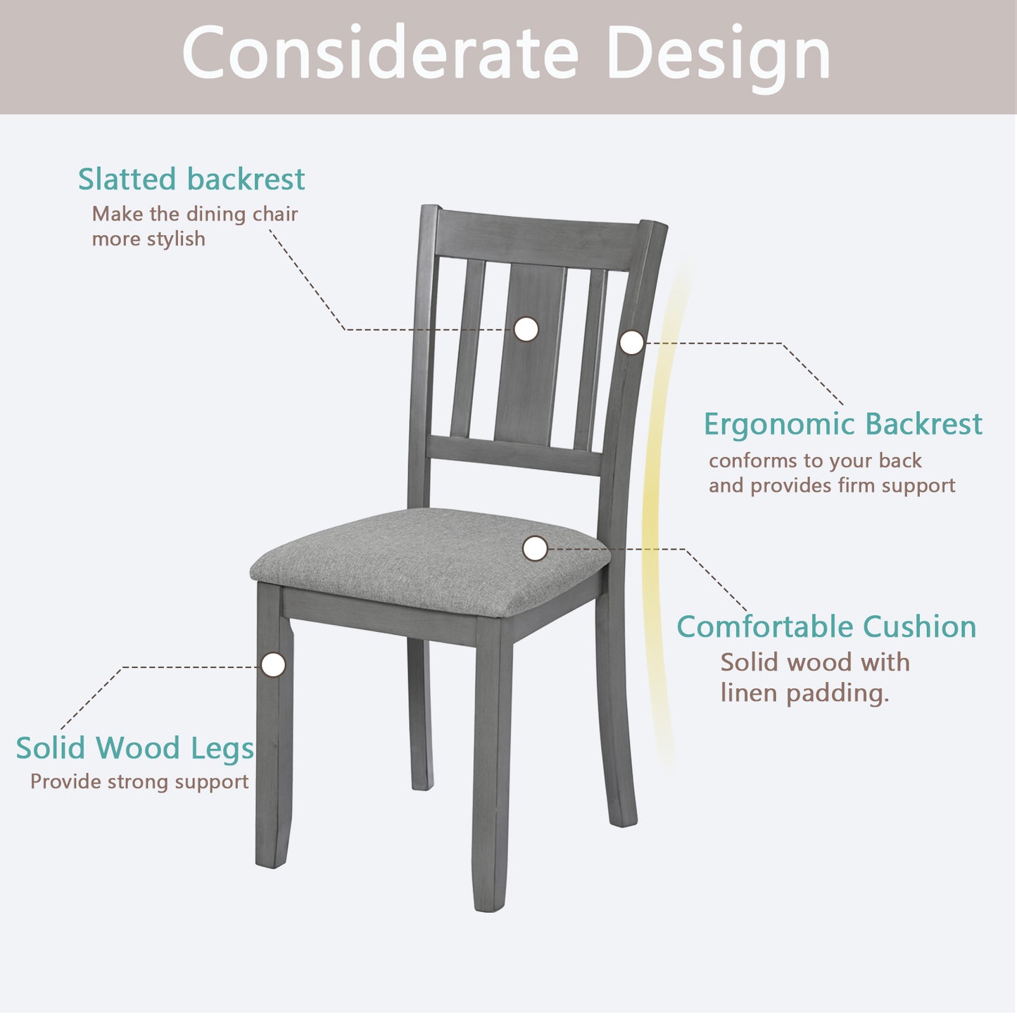 Payton Dining Chairs with Padded Seat (Set of 4) - Gray