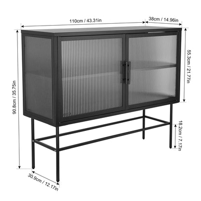 Pratt II Double Door Tempered Glass Sideboard - Black