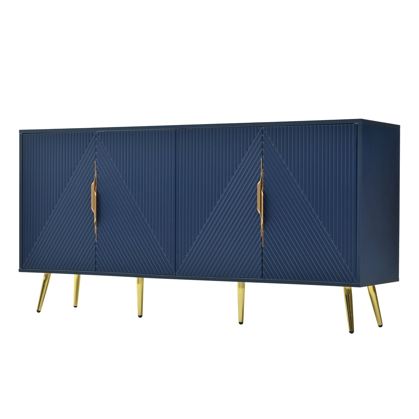 Aida Wave Geometric Design Sideboard Buffet - Navy Blue