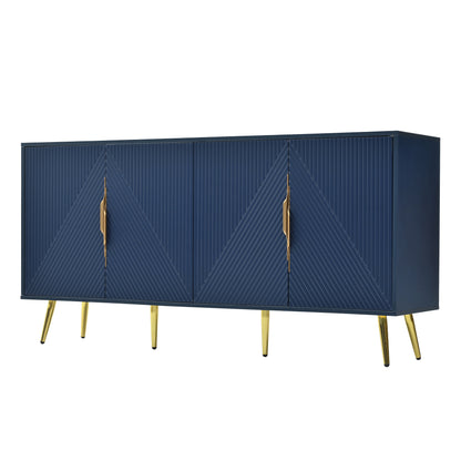 Aida Wave Geometric Design Sideboard Buffet - Navy Blue