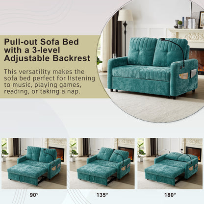 Rita Loveseat Pull-out Sofa Bed with Adjustable Backrest - Teal