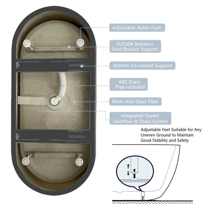 Nuvo 51" Acrylic Free Standing Oval Shape Soaking Tub - Matte Black