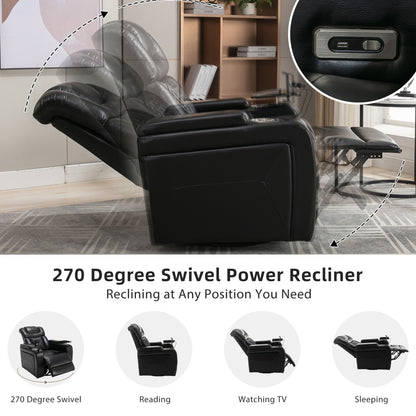 Comfort Max 270 Degree Swivel Power Recliner - Black
