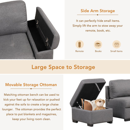 Kwame Sleeper Sectional Sofa - Dark Gray