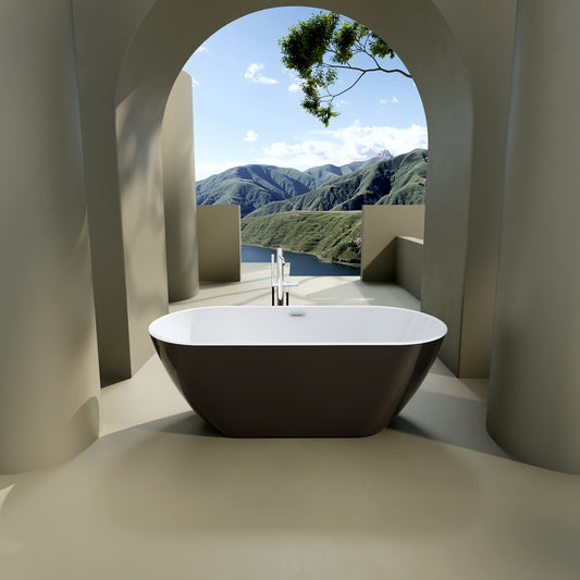 Sleek  67" Acrylic Freestanding Soaking Bathtub - Black