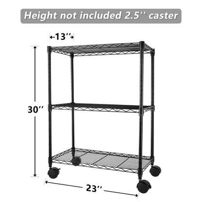 Simple Deluxe I 3-Tier With Wheels- Black