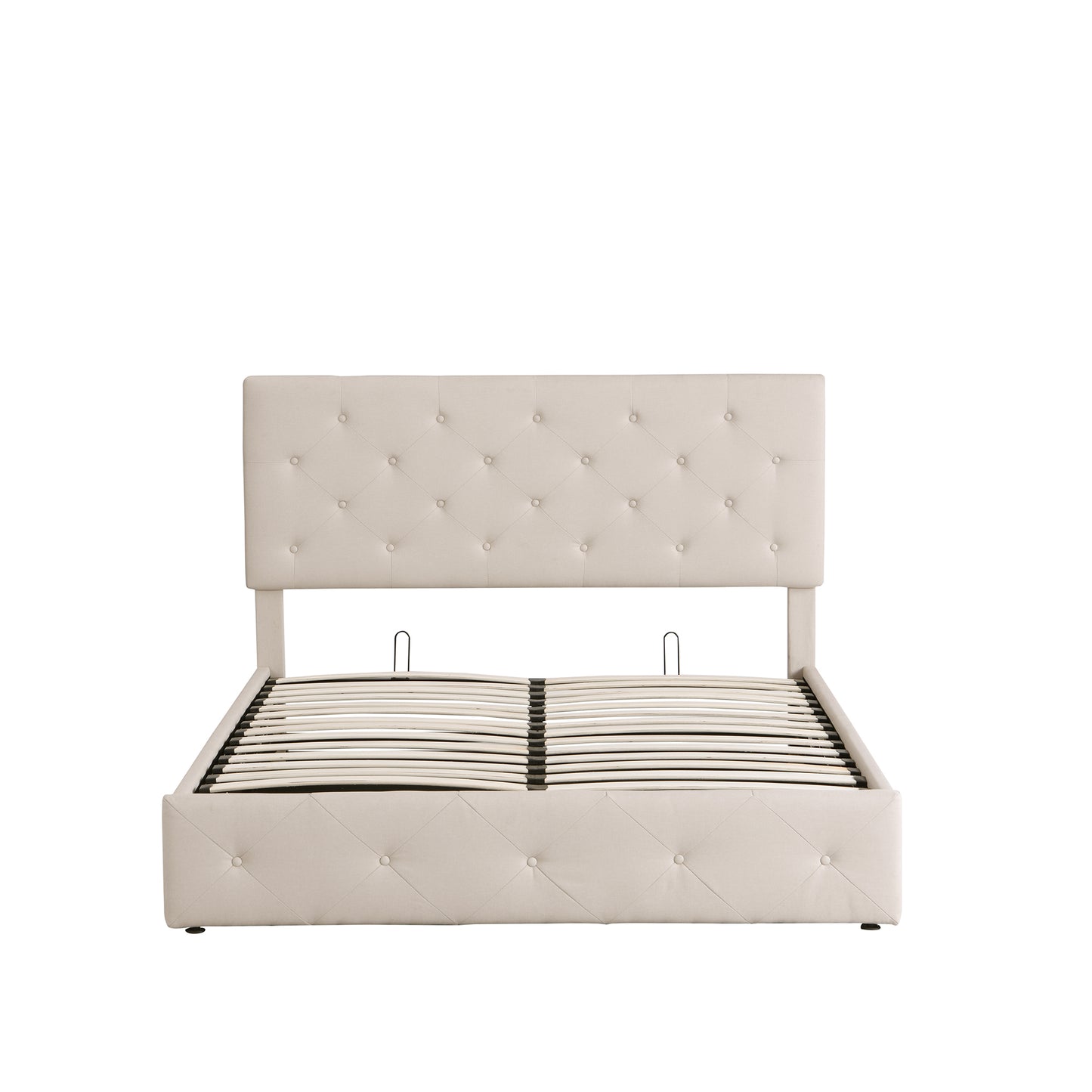 Cipher Queen Size Storage Platform Bed w Hydraulic System - Beige