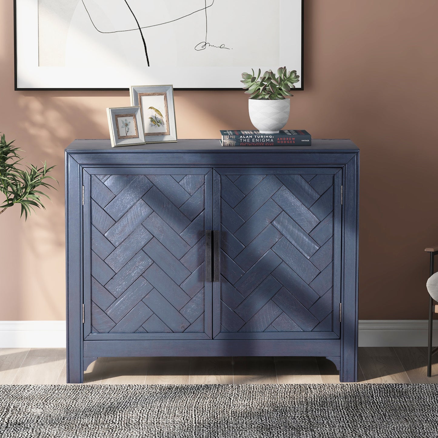 Living Console 40'' Modern Sofa Table with 2 Shelves