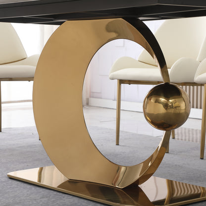 Elegant Stone Dining Set: Carrara White Edition