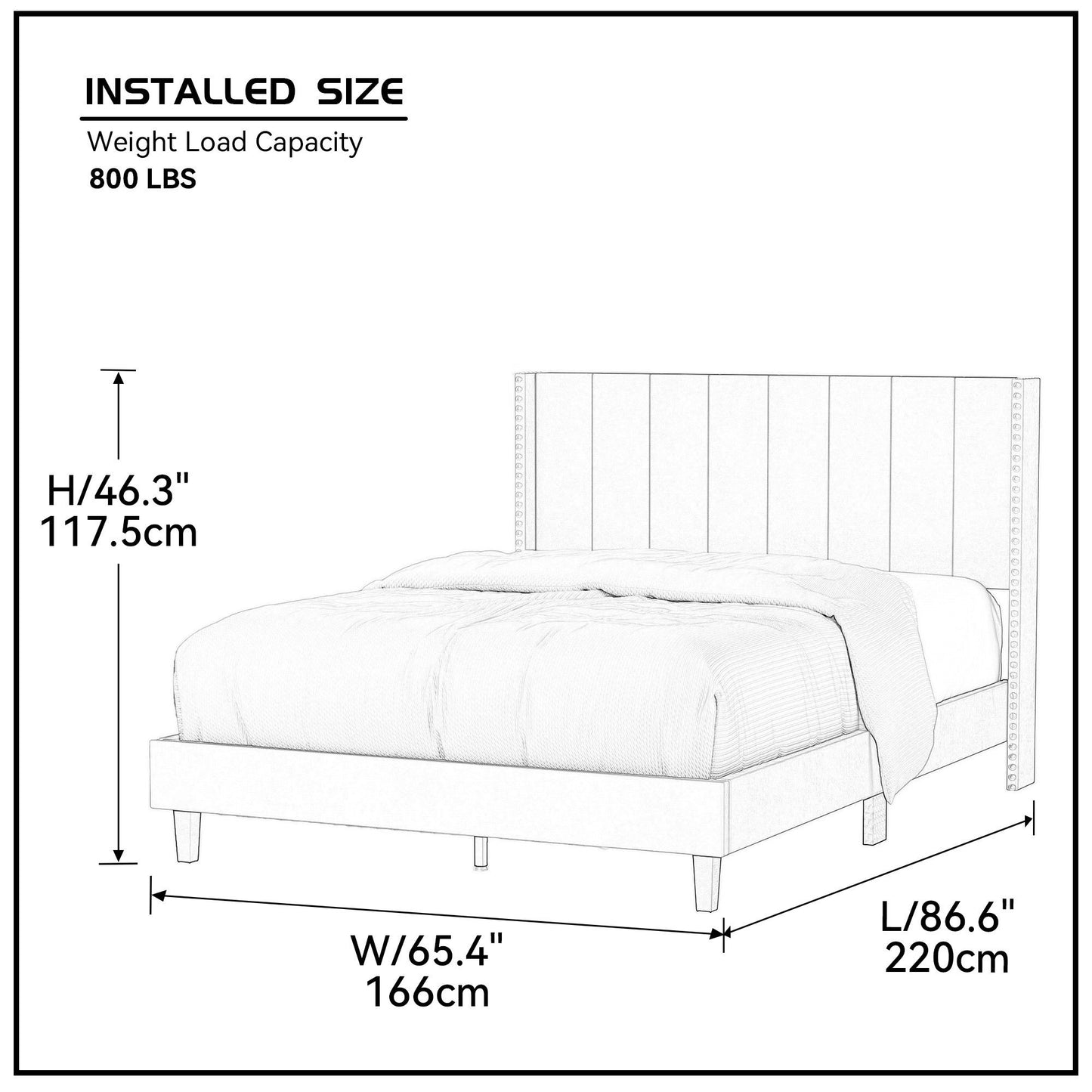 Bazu Queen Size Platform Bed Frame - Beige