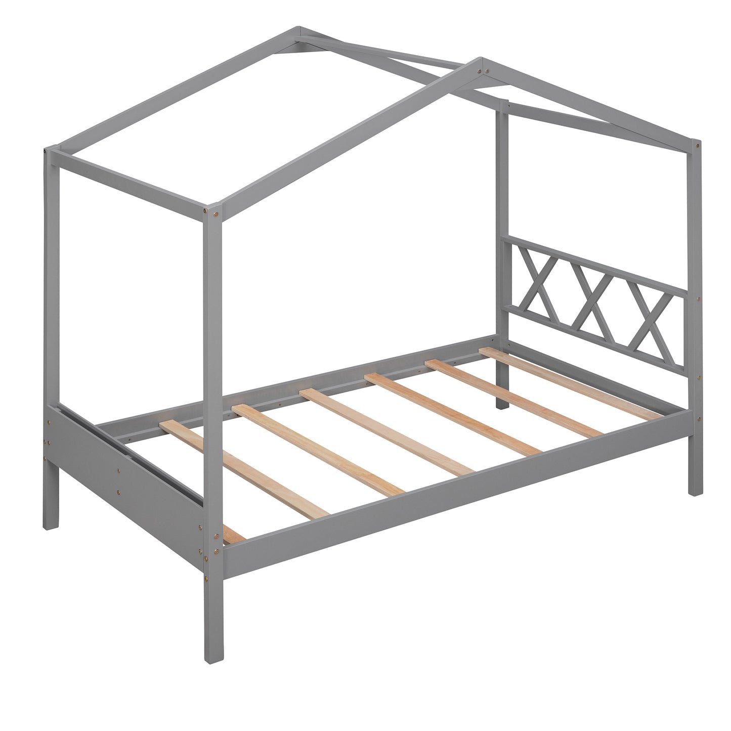 Twin Wood House Bed with Smart Storage