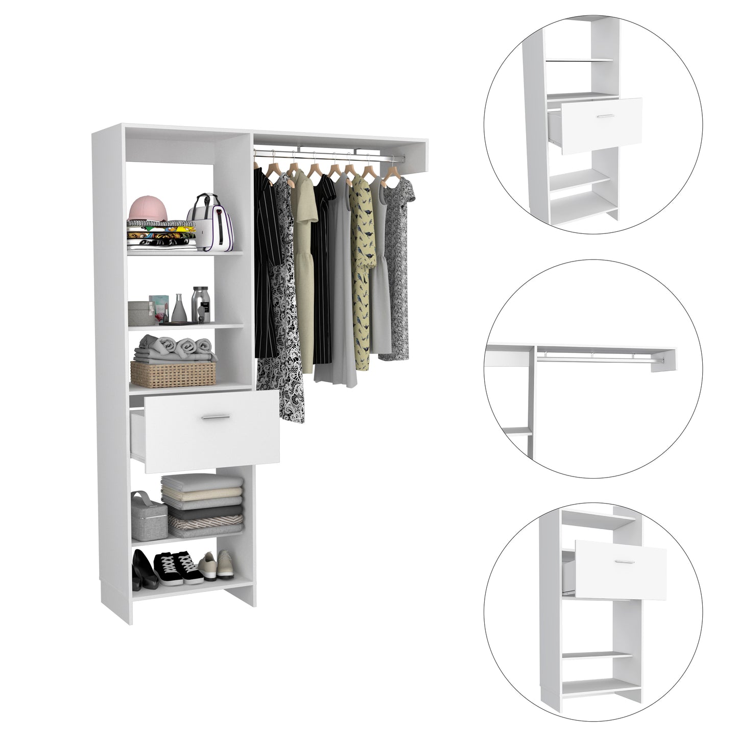 Nova Space 1-Drawer 4-Shelf Closet System - White