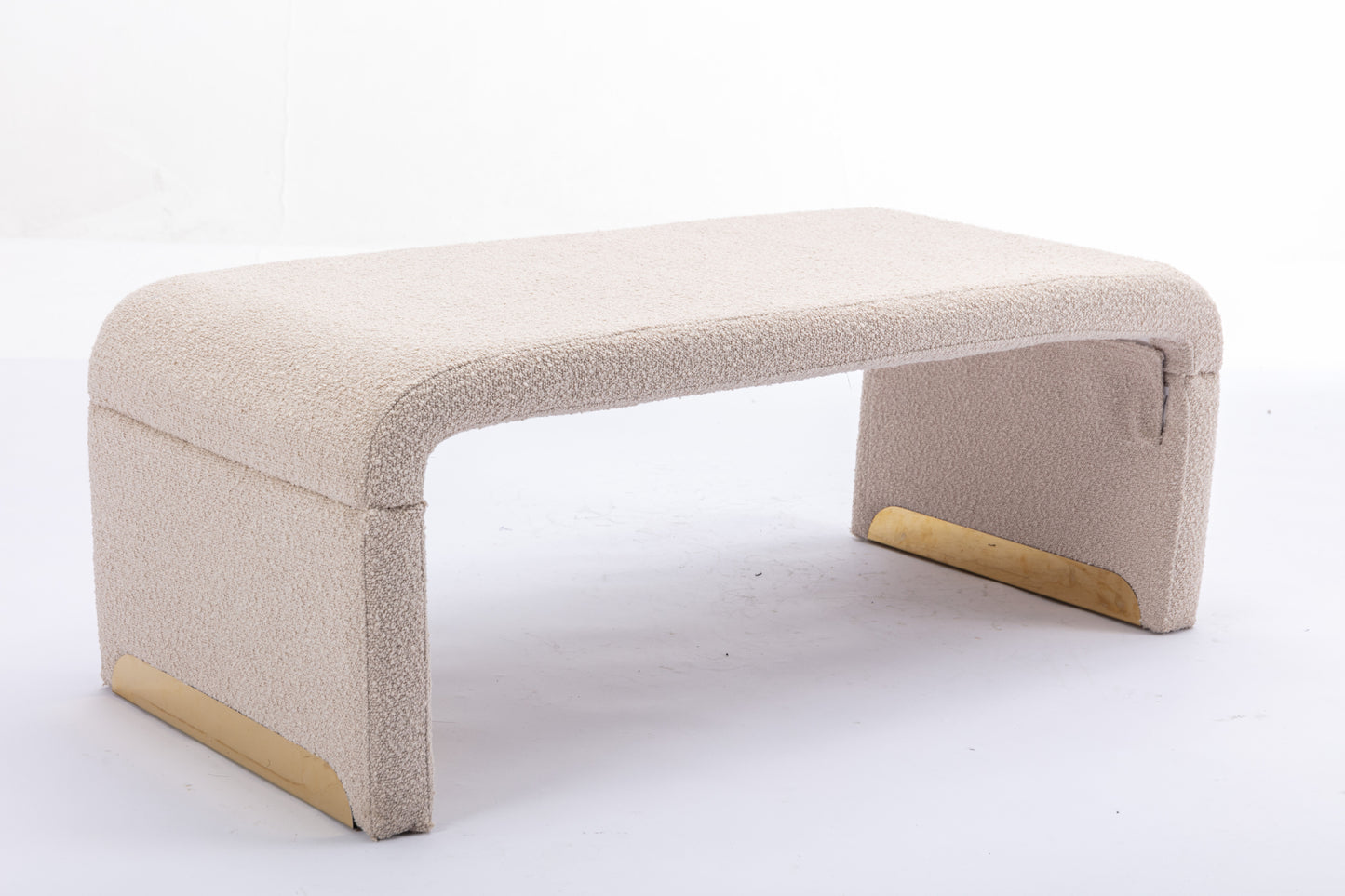 Boucle Fabric Ottoman - Beige