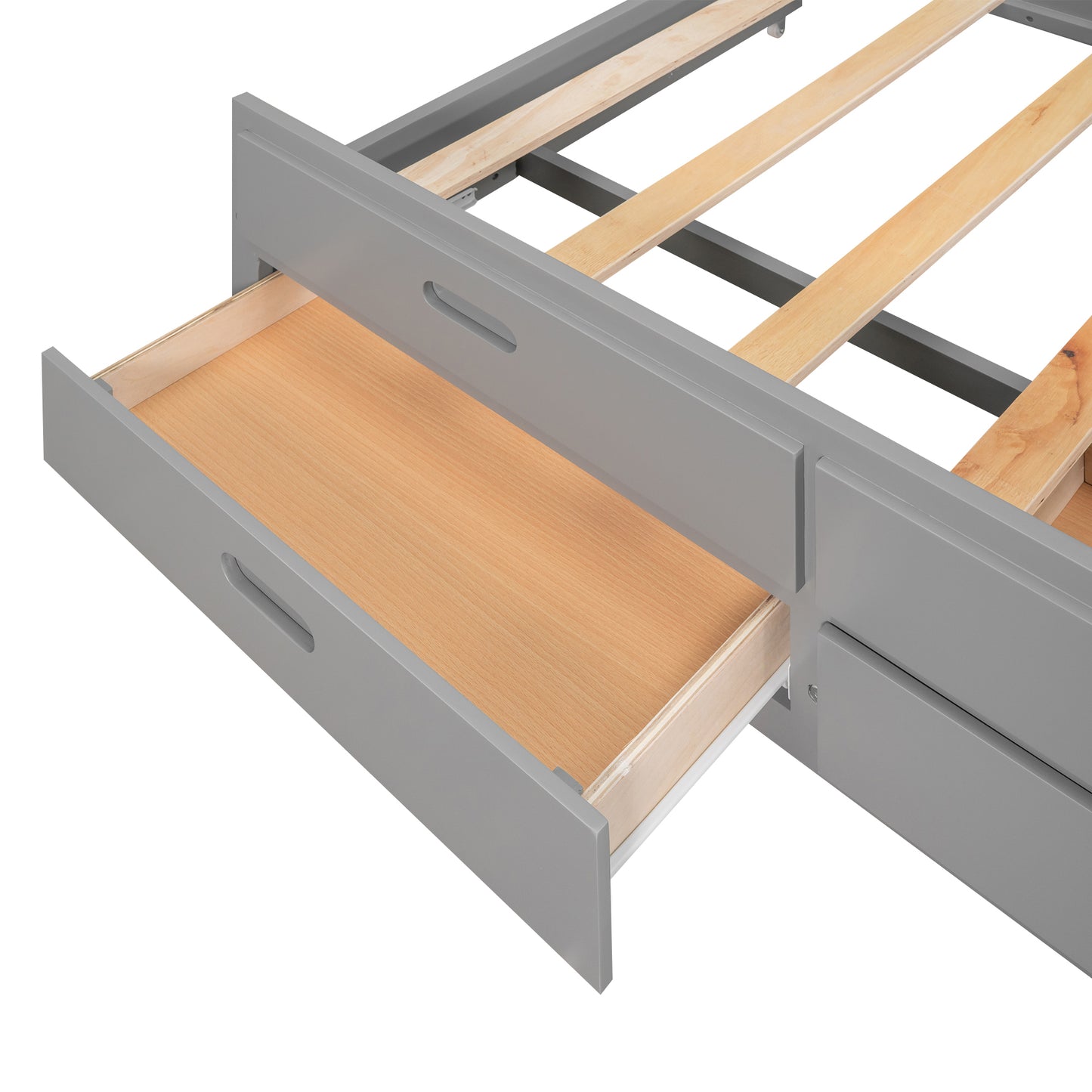 Elegant Haven Canopy Bed with Trundle and Storage, Gray