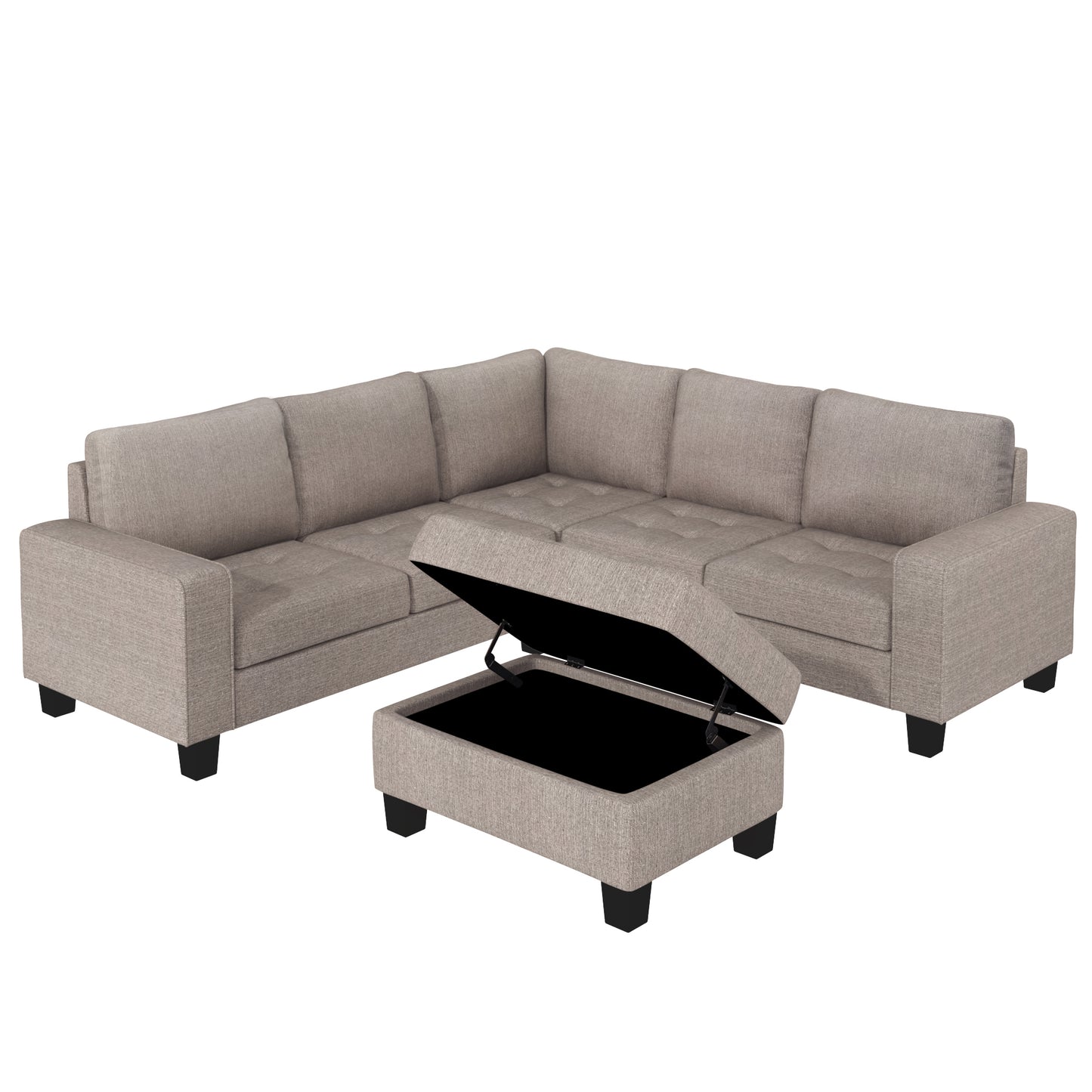 OrisLux Sectional Lounge: Ultimate Space-Saving Sofa with Ottoman & Cup Holders
