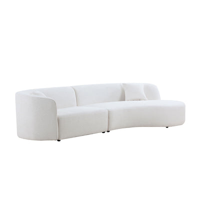 Elegance Curve Boucle Sectional Sofa - White