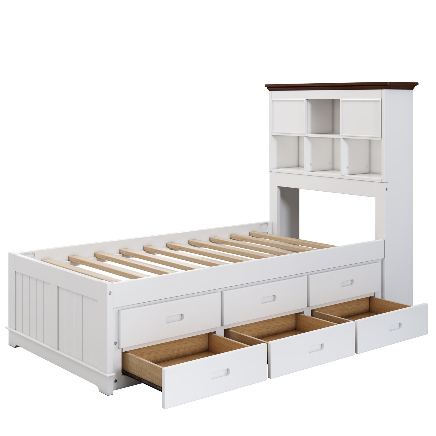 Twin Bookcase Bed with Trundle and Storage