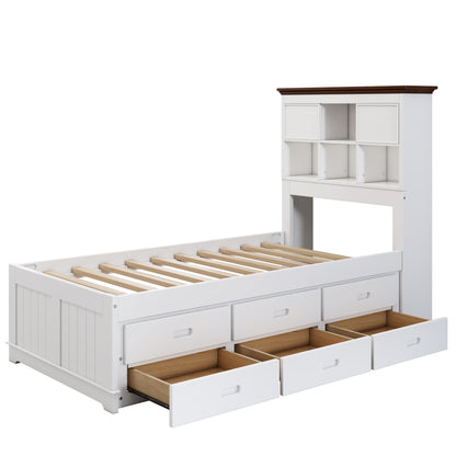 Twin Bookcase Bed with Trundle and Storage