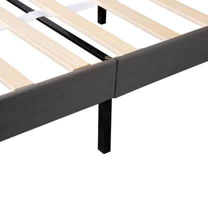 Helena Full Size Velvet Platform Bed Frame - Gray