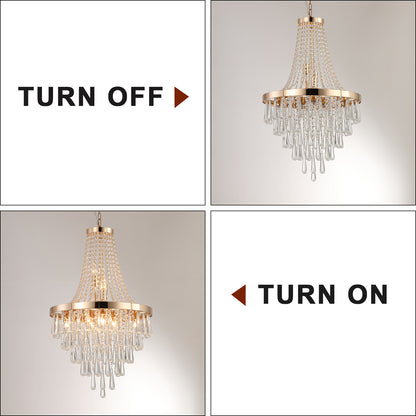Golden Elegance: Exquisite Crystal Chandelier for Luxurious Living Spaces