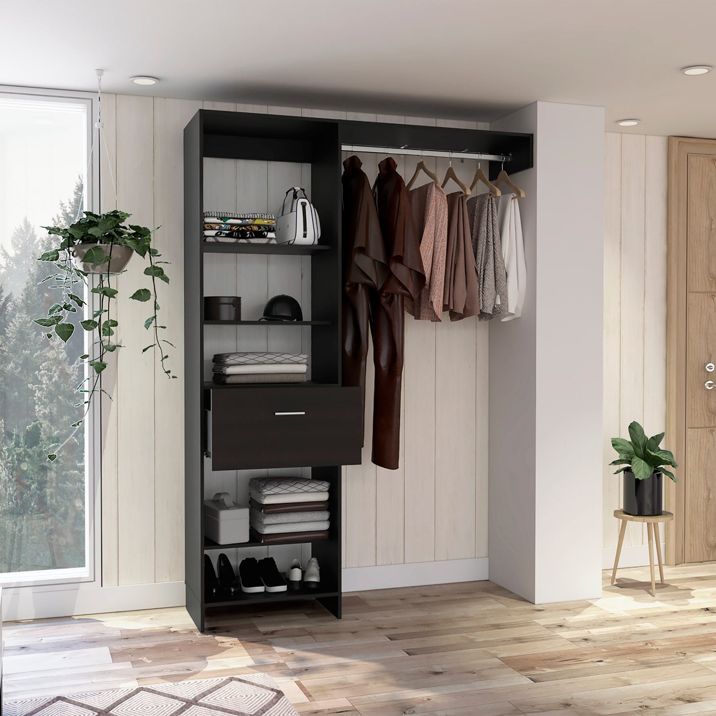 Nova Space 1-Drawer 4-Shelf Closet System - Black