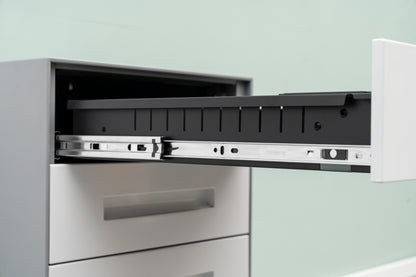 Compact 3 Drawer Mobile File Cabinet - White+Grey