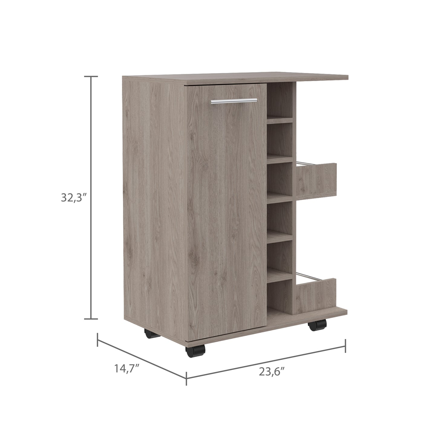 Bar Cart with Division Carbon - Oak