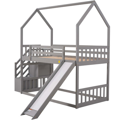 Slide and Store Twin House Bunk Bed