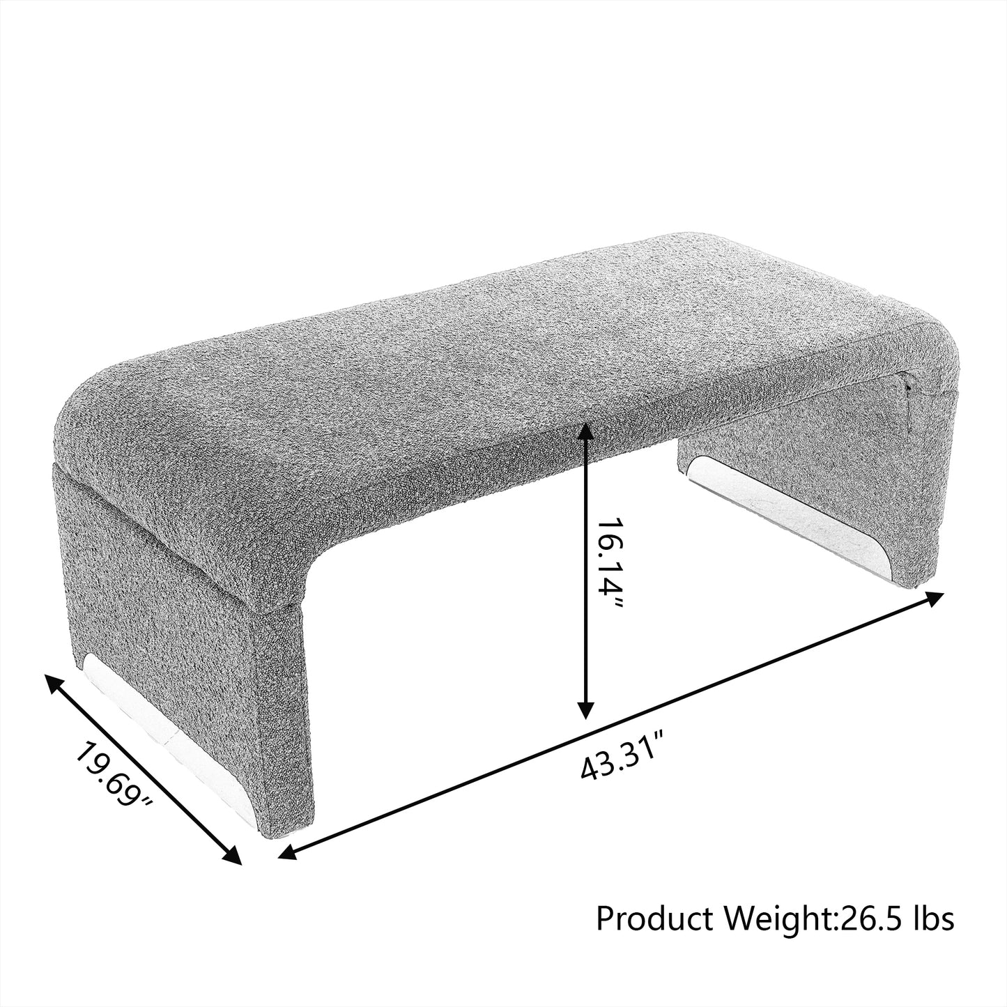 Boucle Fabric Ottoman - Beige