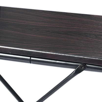 Computer Desk With Wire Storage Basket - walnut & black