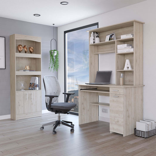 Isabelle Office Set, Bookcase and Desk - Light Gray
