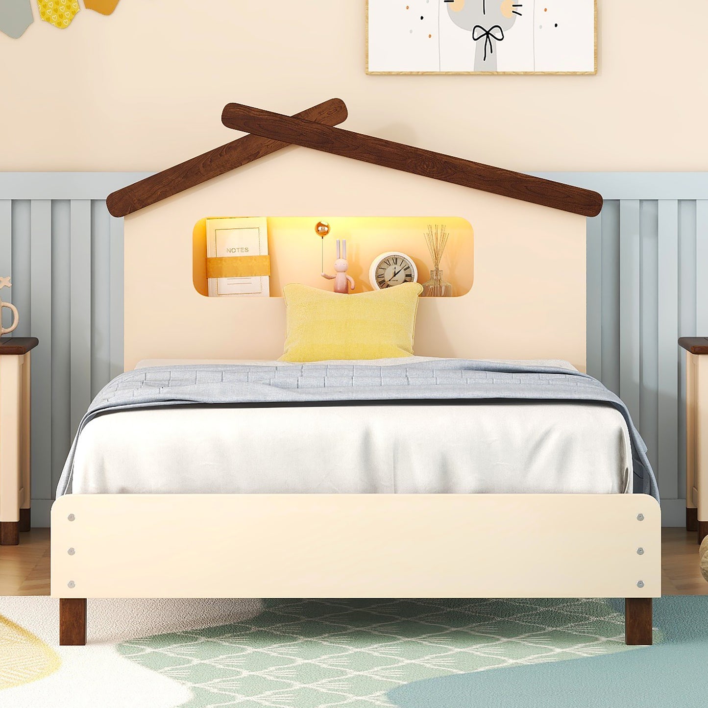 Dreamwood Twin House Bed with IllumiGlow Nightlights