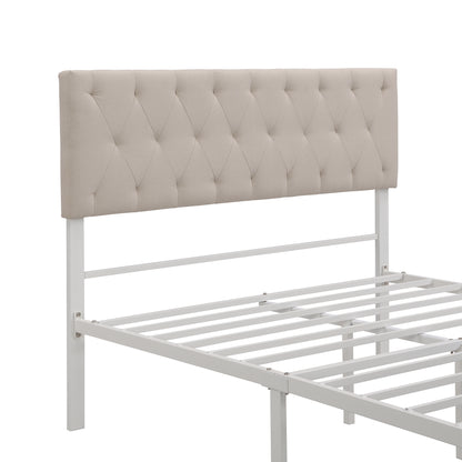 Apex Full Size Storage Bed Metal Platform Bed with Drawer - Beige