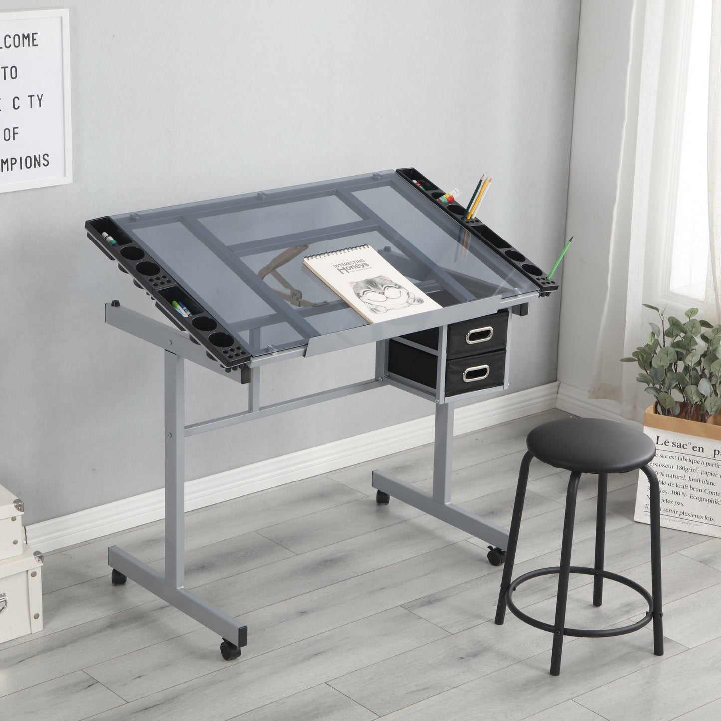 Adjustable Art Drawing Desk Craft Station Drafting