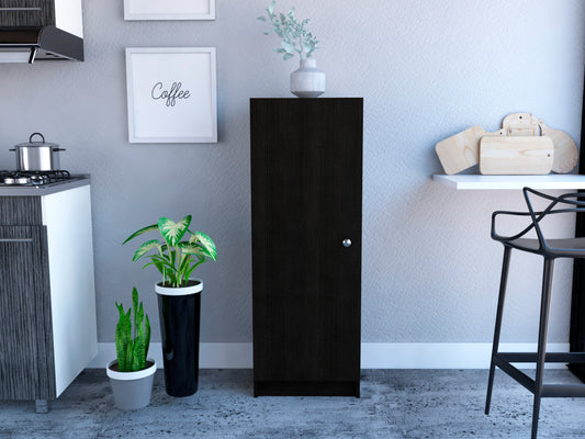 Belleria Single Door Pantry with Four Interior Shelves  - Black