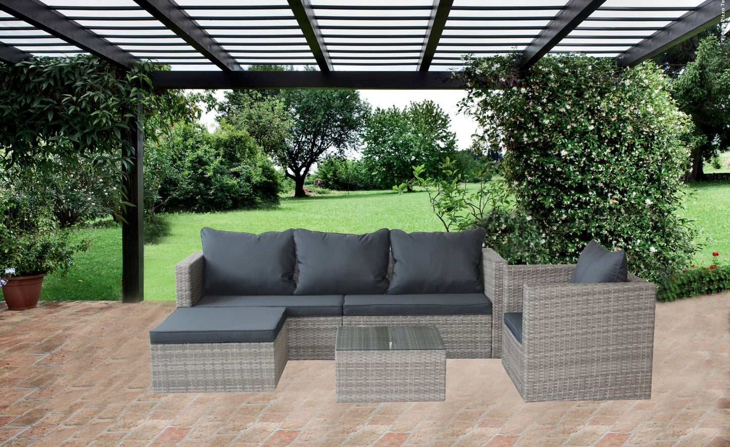 Durham 4 Pc Outdoor Patio Sectional Sofa Set - Gray
