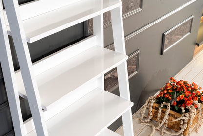 Otavio 5 Tier Modern Ladder Bookshelf - White