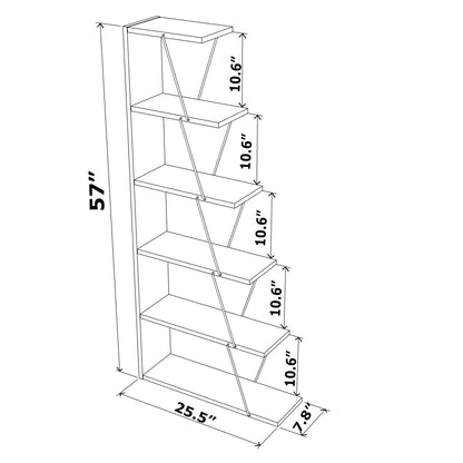 Modern Space-Saver  Ladder Bookshelf Organizer - Walnut