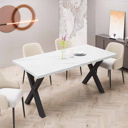 Elegant Marble X-Shape Dining Table