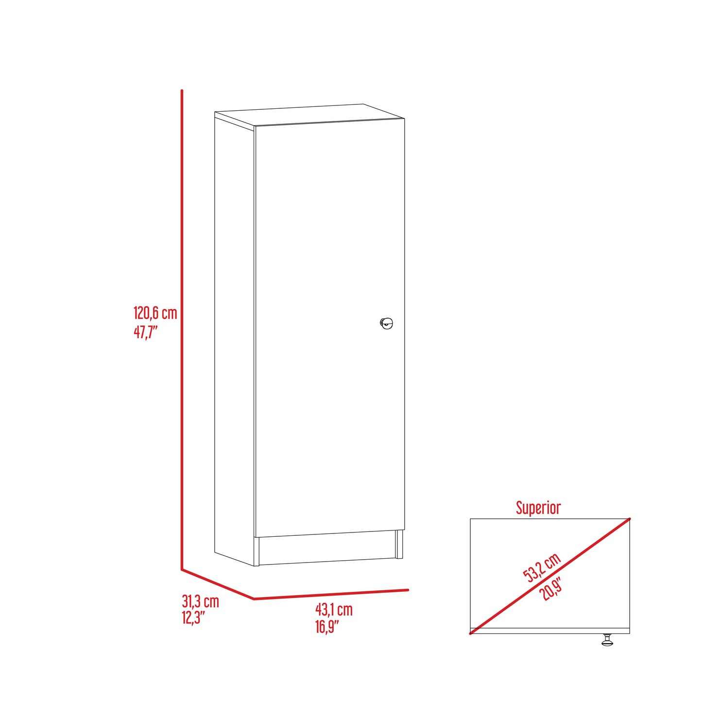 Belleria Single Door Pantry with Four Interior Shelves  - White