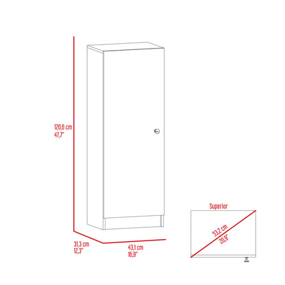 Belleria Single Door Pantry with Four Interior Shelves  - White