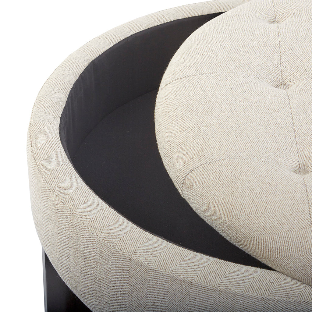 Miller Round Storage Ottoman - Beige