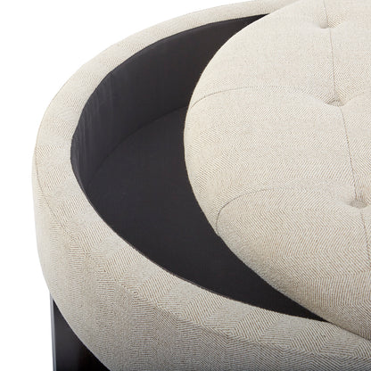 Miller Round Storage Ottoman - Beige