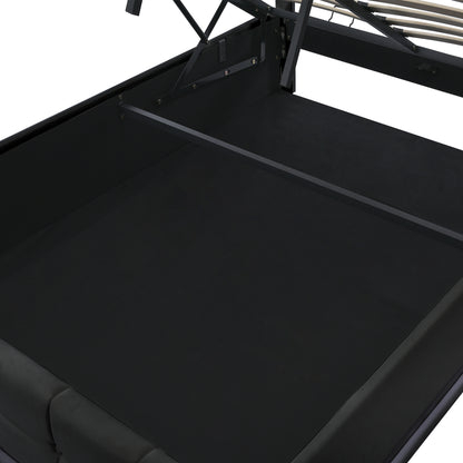 Luxury Dream Queen Bed with Smart Storage and LED Illumination - Black