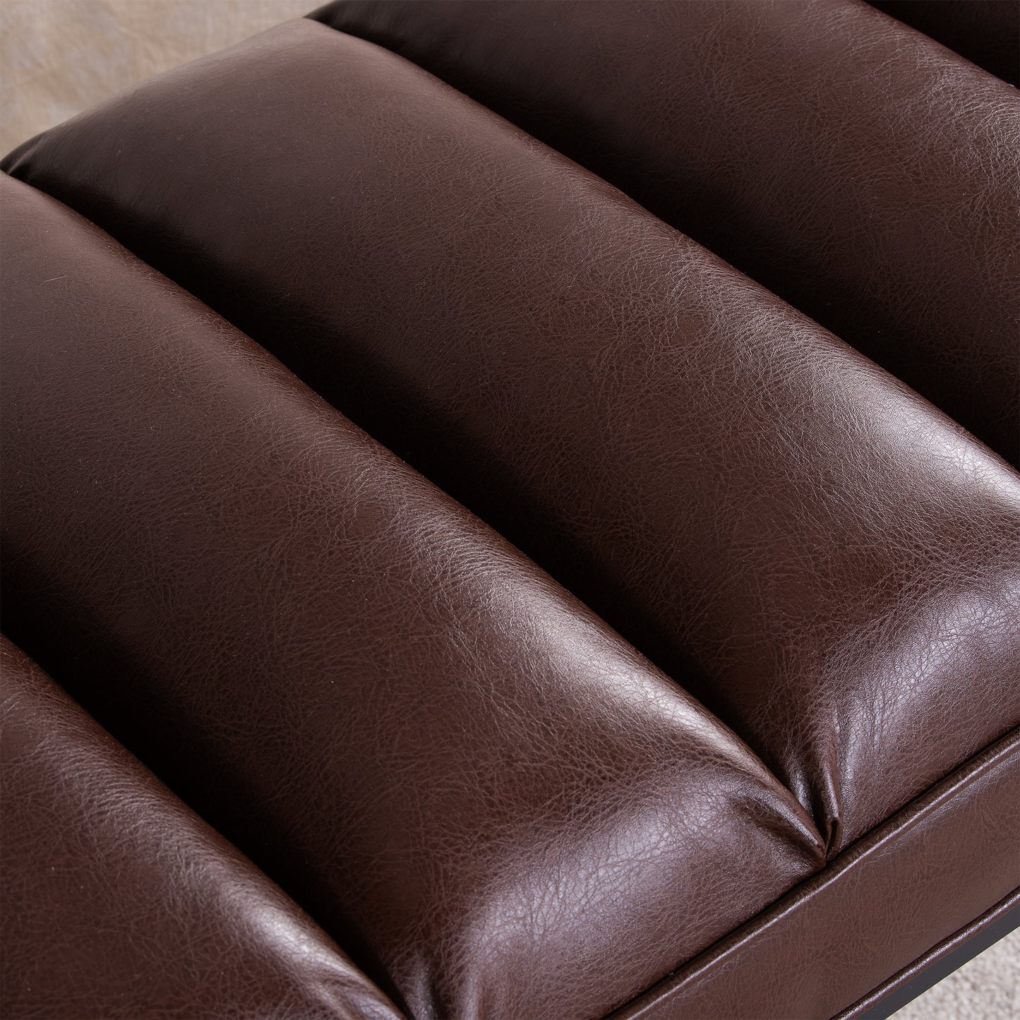 Metal Base Upholstered Bench - Dark Brown