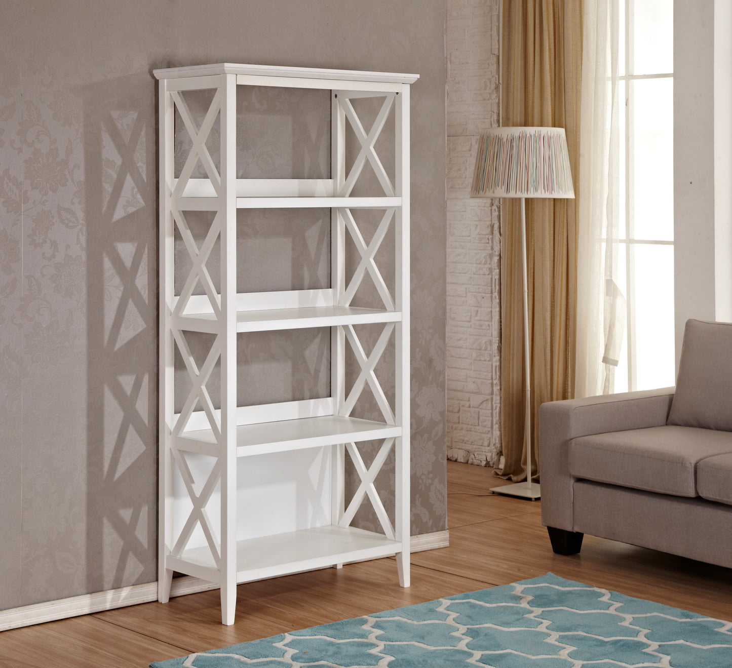 Bookshelf with Sturdy Solid Frame - White