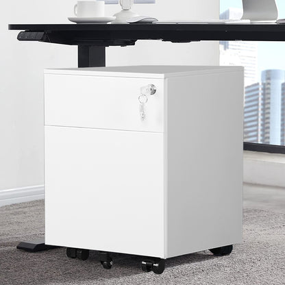 Metal File Cabinet with Lock -White