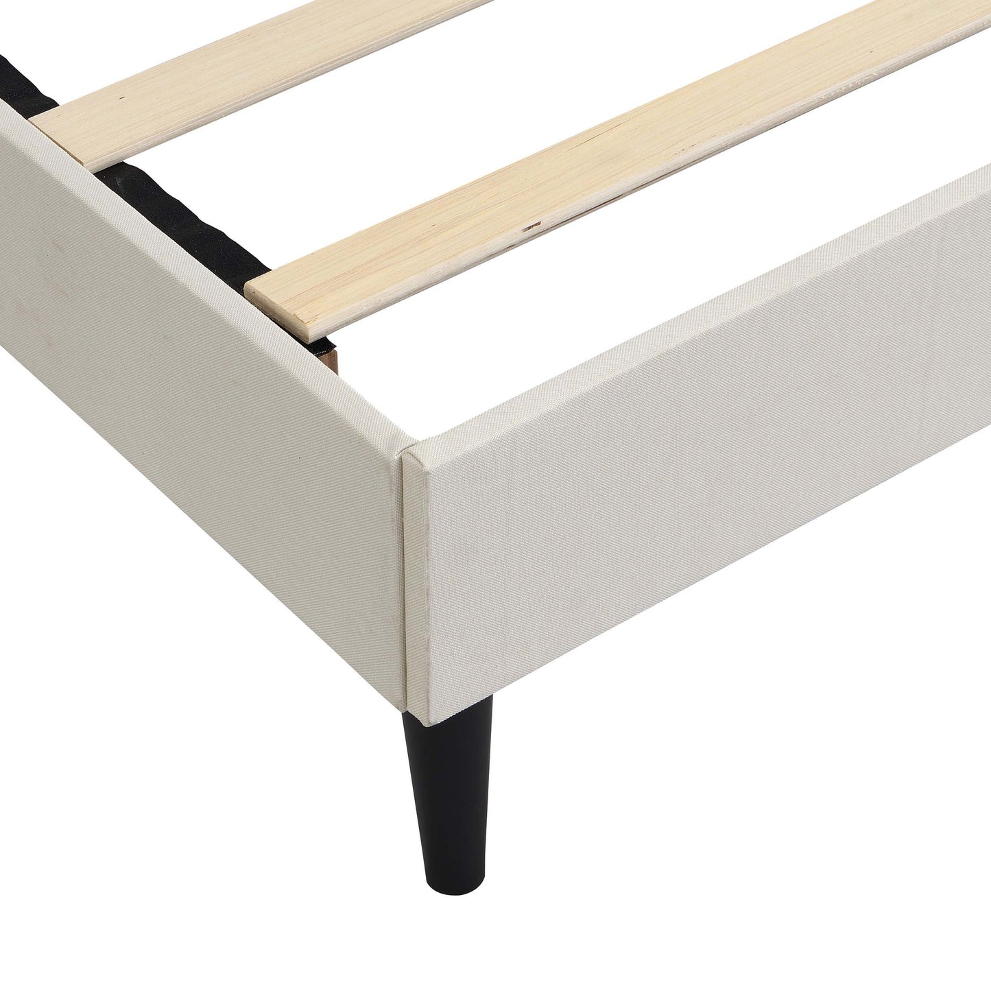 Elegant Queen Size Platform Bed Frame - Beige
