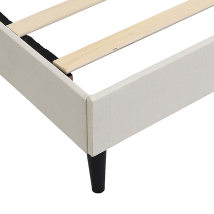 Elegant Queen Size Platform Bed Frame - Beige